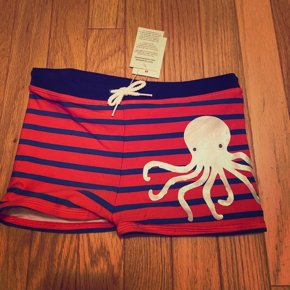 Mini Boden reflective octopus swim trunk 8-9y NWT